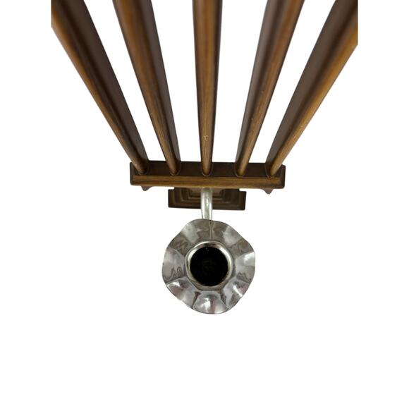 Pair of Vintage 1978 Burwood Wall Candle Sconces Silver Holders and Wood Accents - Picture 6 of 16